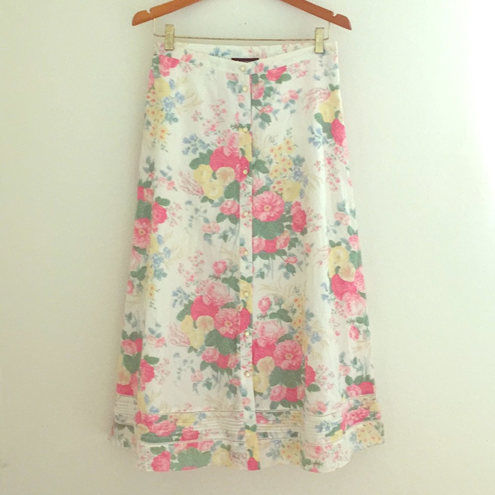 LRL flower print long skirts Size 8P